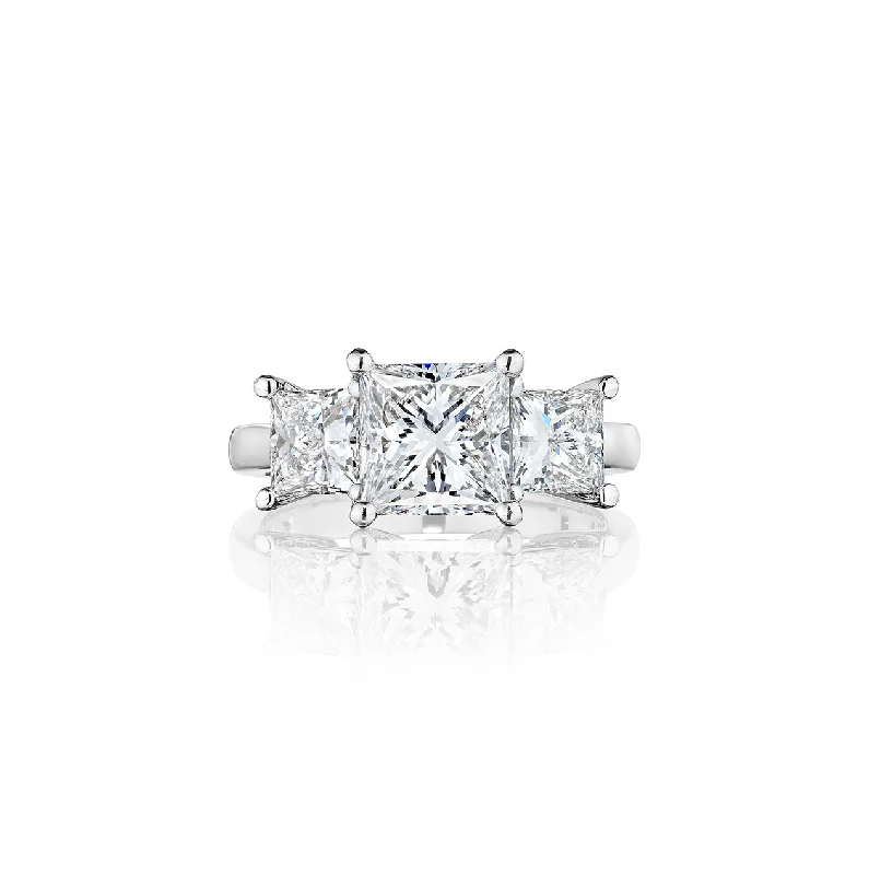 Fink's Exclusive Platinum Princess Cut Diamond Three Stone Engagement Ring