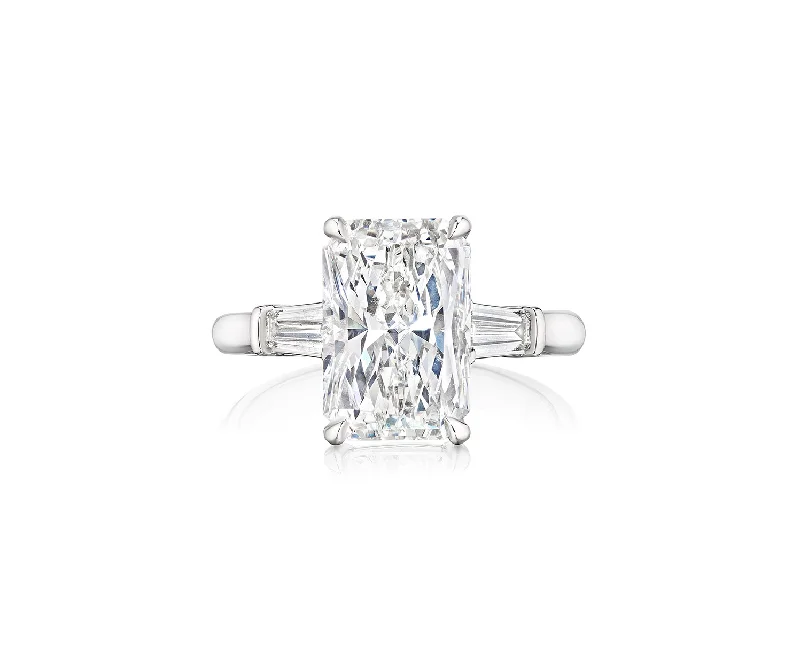 Fink's Exclusive Platinum Radiant Cut Diamond Engagement Ring with Baguette Accent Diamonds