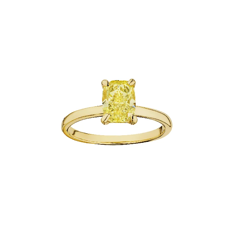 Fink's Exclusive Fancy Yellow Cushion Diamond Solitaire Ring in Yellow Gold