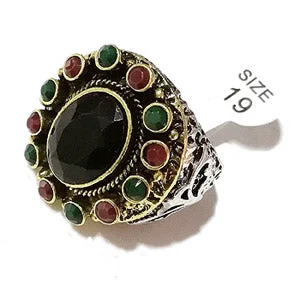 Fashion High Quality gemstone inlay ring Party wear