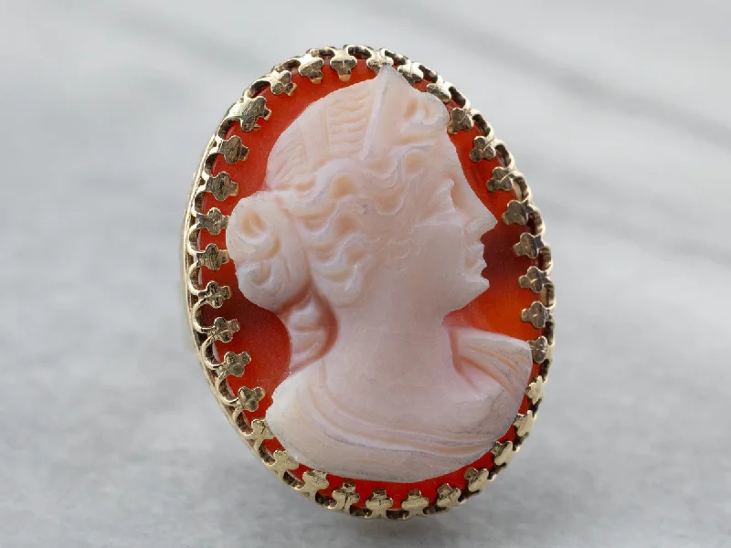 Large Sardonyx Cameo Cocktail Ring