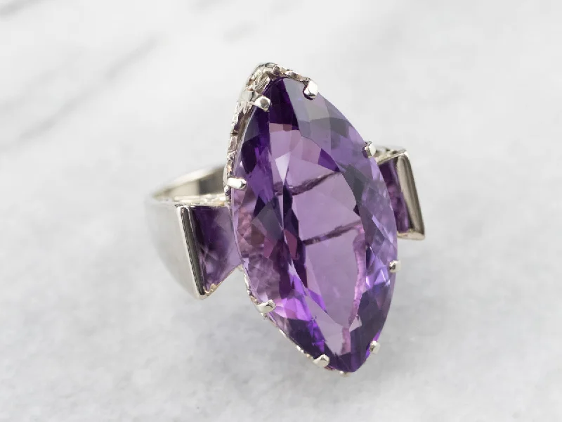 Marquise Cut Amethyst Cocktail Ring