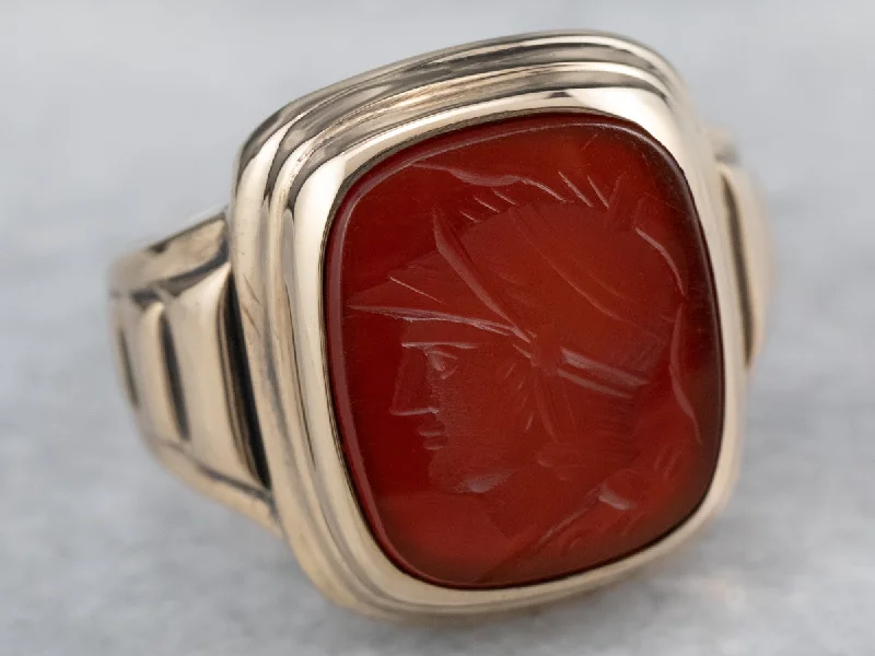 Men's Vintage Gold Carnelian Intaglio Ring