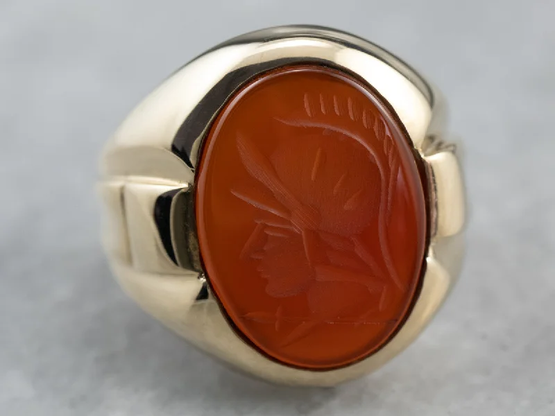 Men's Vintage Gold Carnelian Intaglio Ring