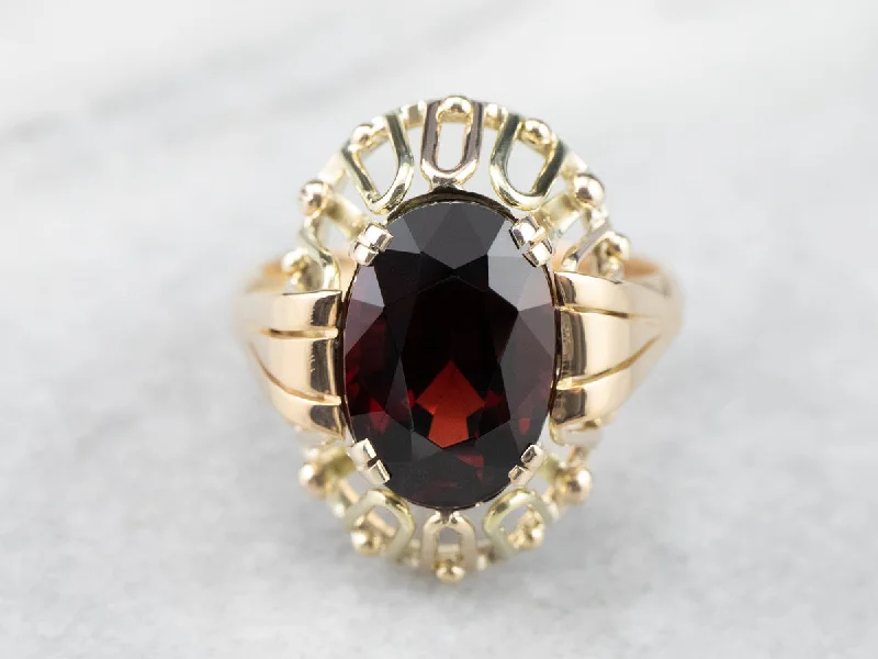 Mid Century Pyrope Garnet Cocktail Ring