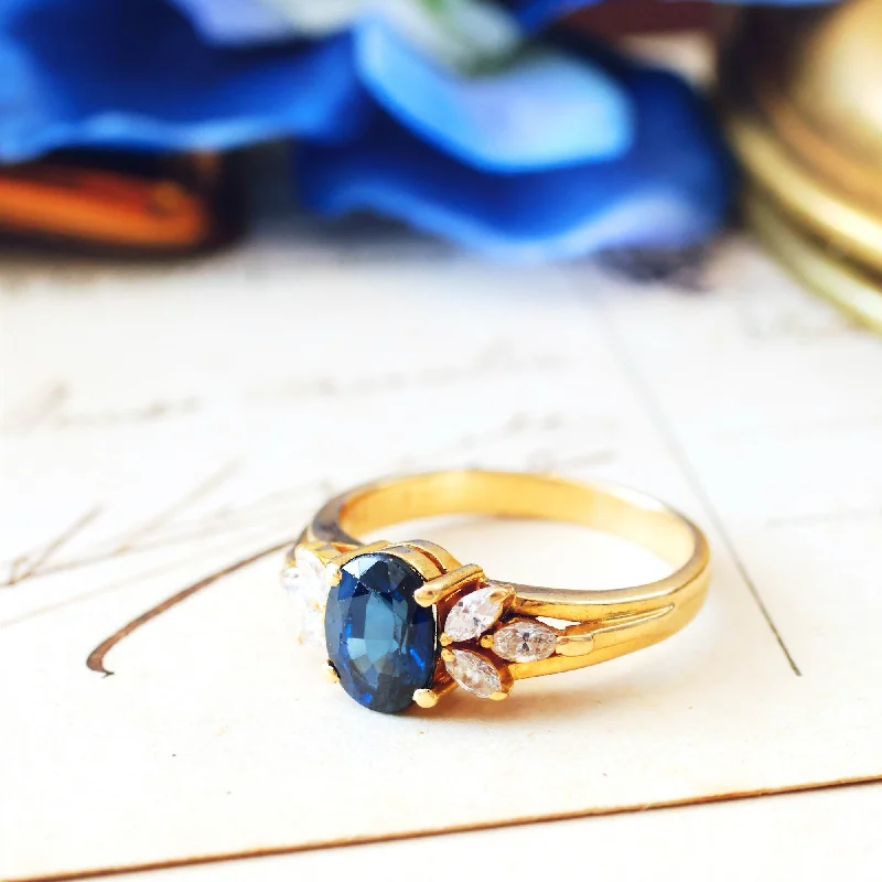 Vintage Oval Sapphire & Diamond Engagement Ring