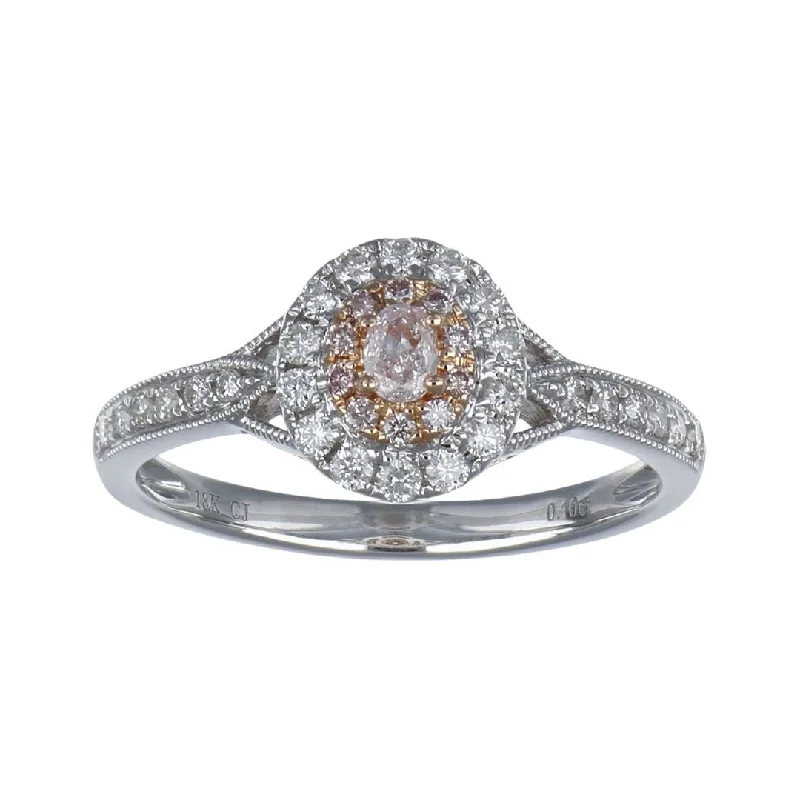 Pink Diamond Ring (Pink Diamond 0.1 cts. Pink Diamond 0.05 cts. White Diamond 0.27 cts.)