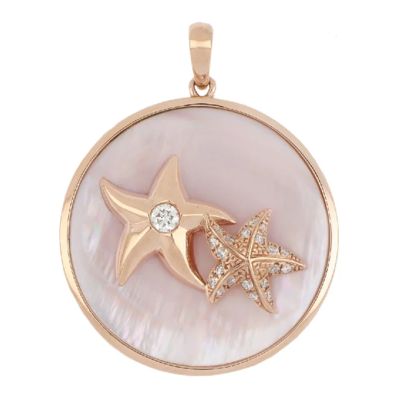 Pink Mother of Pearl Pendant (White Diamond 0.18 cts.)