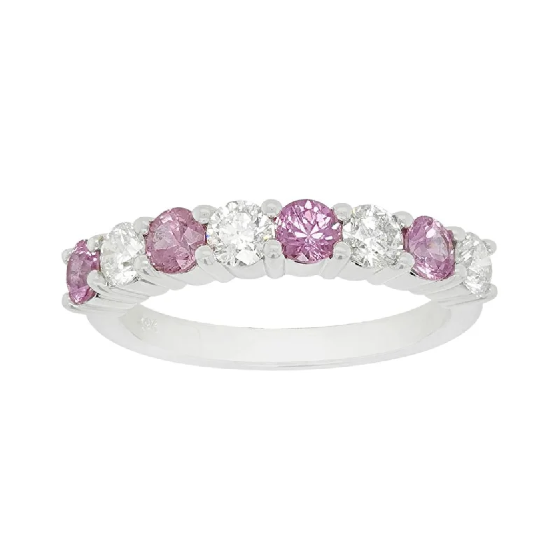 Pink Sapphire Ring (Pink Sapphire 0.62 cts. White Diamond 0.53 cts.)