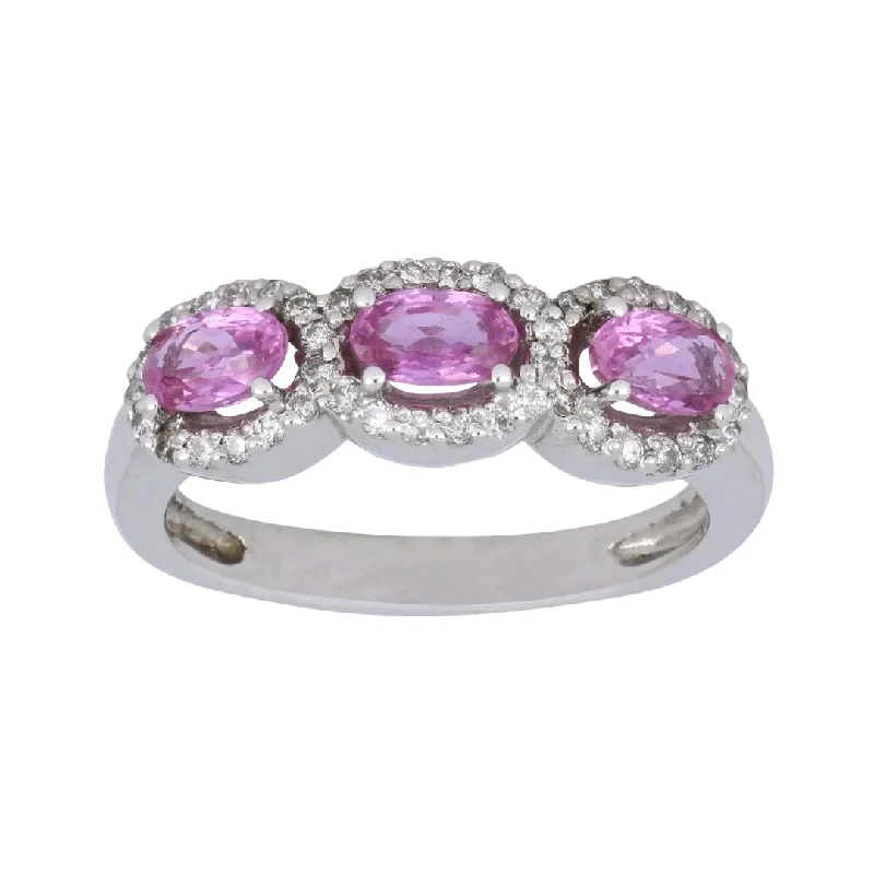 Pink Sapphire Ring (Pink Sapphire 0.96 cts. White Diamond 0.26 cts.)