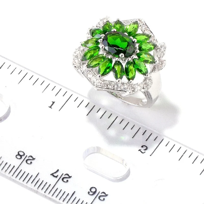 Platinum O/ Silver 4.81Ctw Chrome Diopside Ring