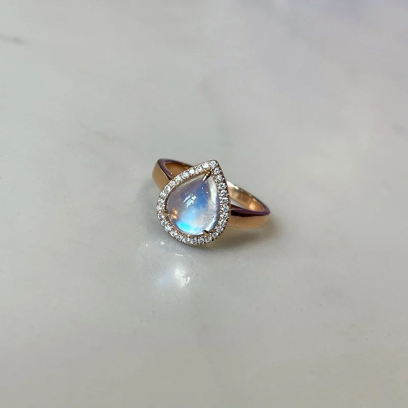 Diamond Moonstone Ring