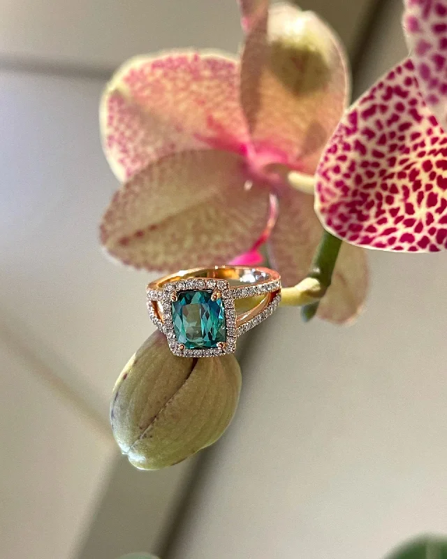 Teal Tourmaline Ring