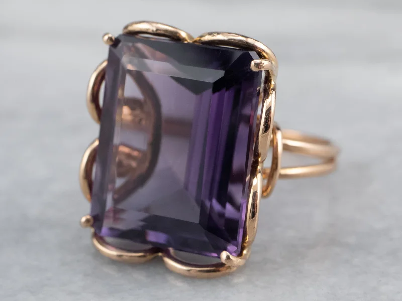 Rose Gold Amethyst Statement Ring