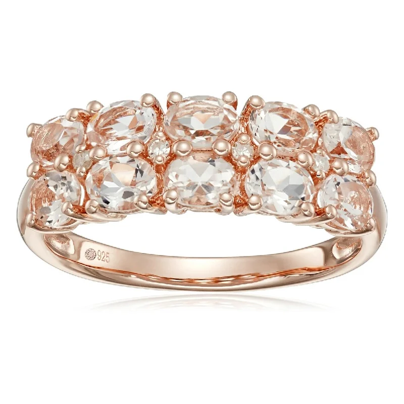 Rose Gold Over Sterling Silver Morganite and Diamond Ring