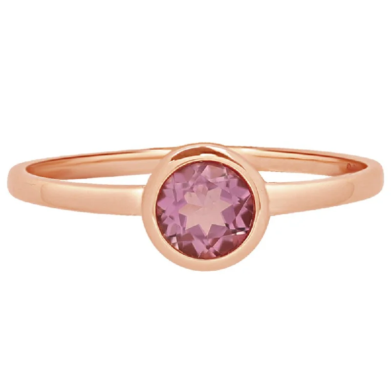 Round Amethyst Cocktail Ring Bezel Set