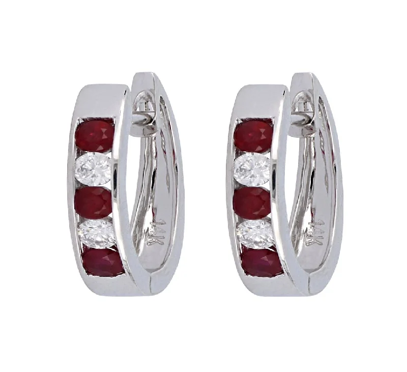 Ruby Ladies Earrings (Ruby 0.47 cts. White Diamond 0.24 cts.)