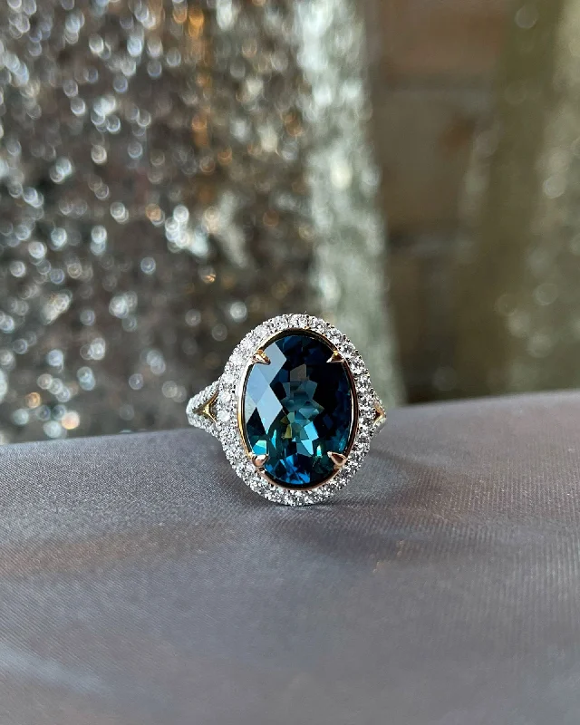 Stanton Color London Blue Topaz and Diamond Ring