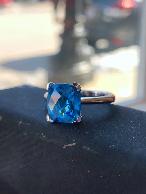 Stanton Color Rectangle Cushion Blue Topaz Ring