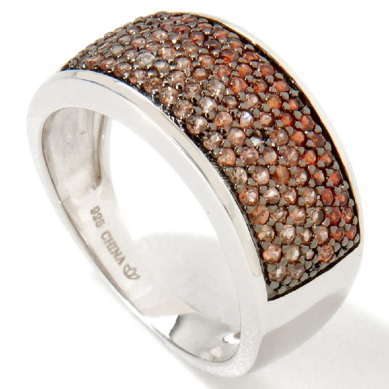 Sterling Silver 0.97ctw Shaded Brown Zircon Band Ring