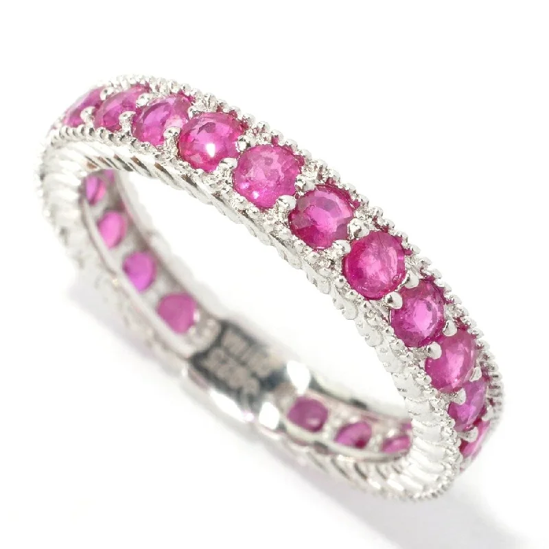 Sterling Silver 1.76Ctw Ruby Eternity Band Ring Size - 6