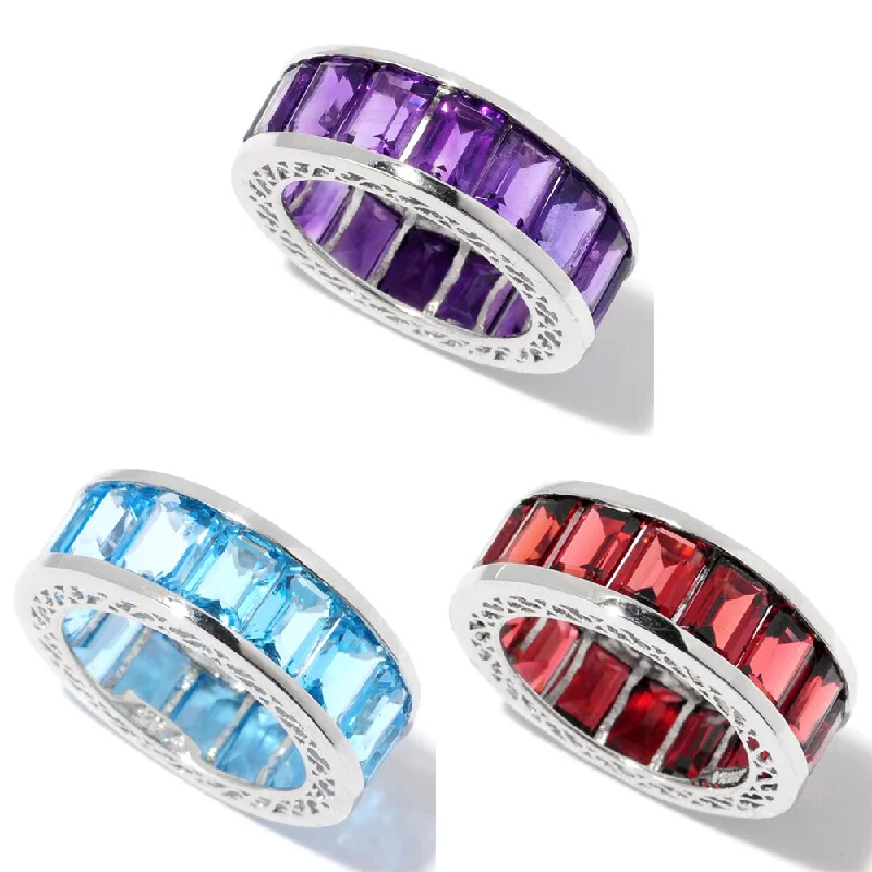 Sterling Silver Gemstone Eternity Band Ring