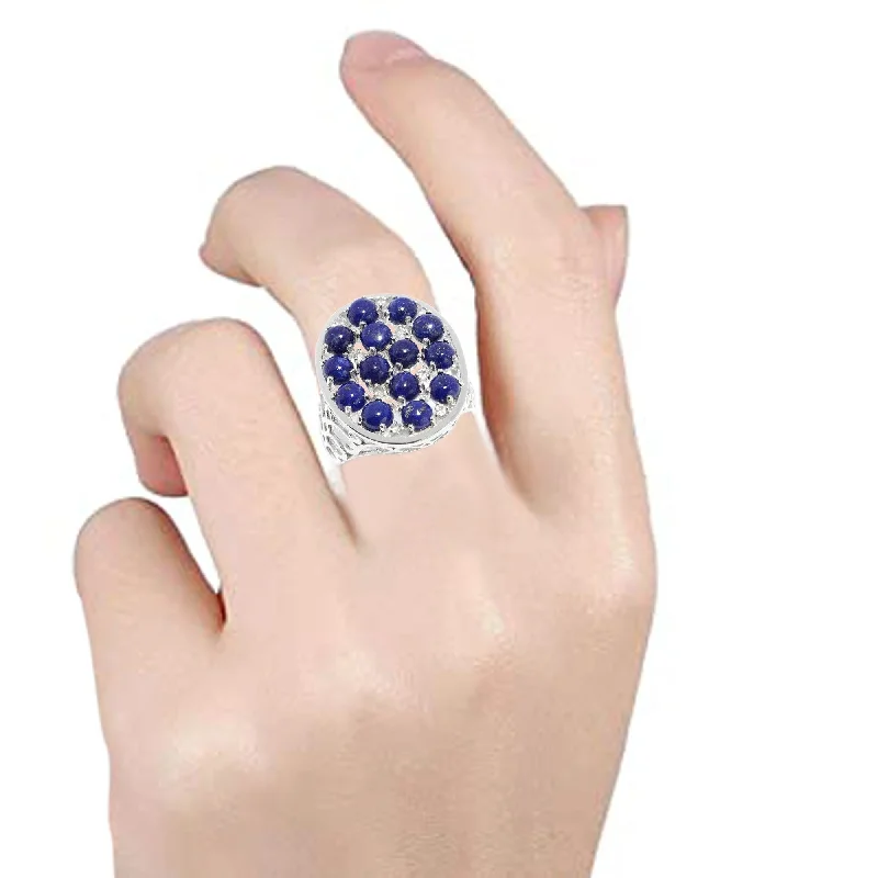 Sterling Silver Lapis lazuli & White Topaz Oval Shaped Ring