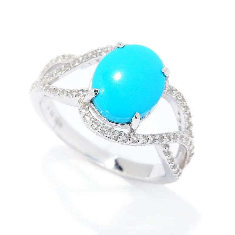 Sterling Silver Sonora Beauty Turquoise & White Topaz Ring