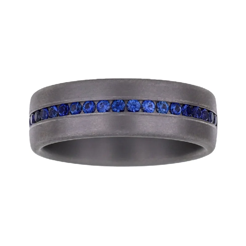 Tantalum Men's Ring (Blue Sapphire 0.4 cts.)