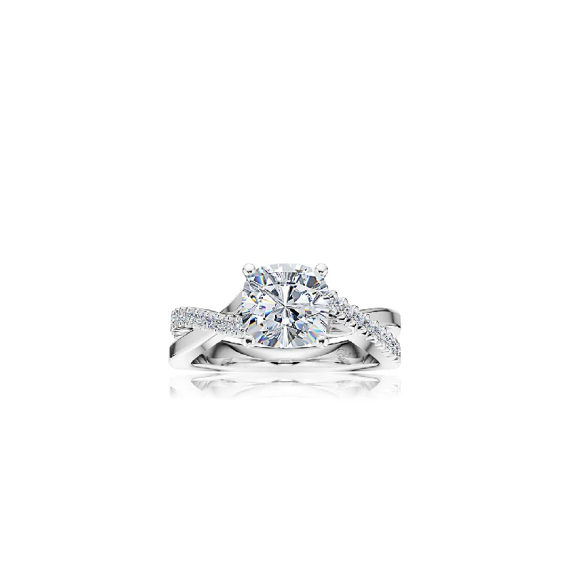 The Studio Collection Cushion Center Diamond Crossover Engagement Ring