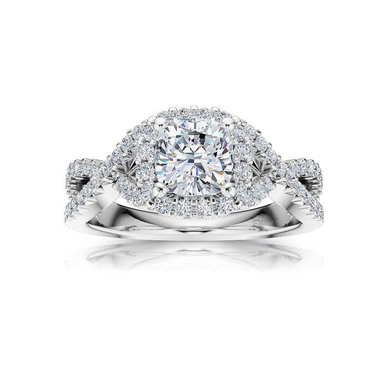 The Studio Collection Cushion Center Diamond Twist Shank Engagement Ring