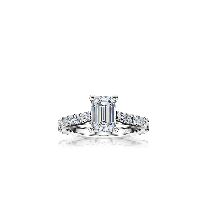 The Studio Collection Emerald Cut Diamond Shank Accent Engagement Ring