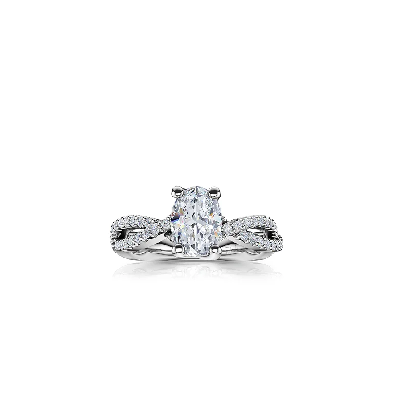 The Studio Collection Oval Diamond Twist Shank Engagement Ring