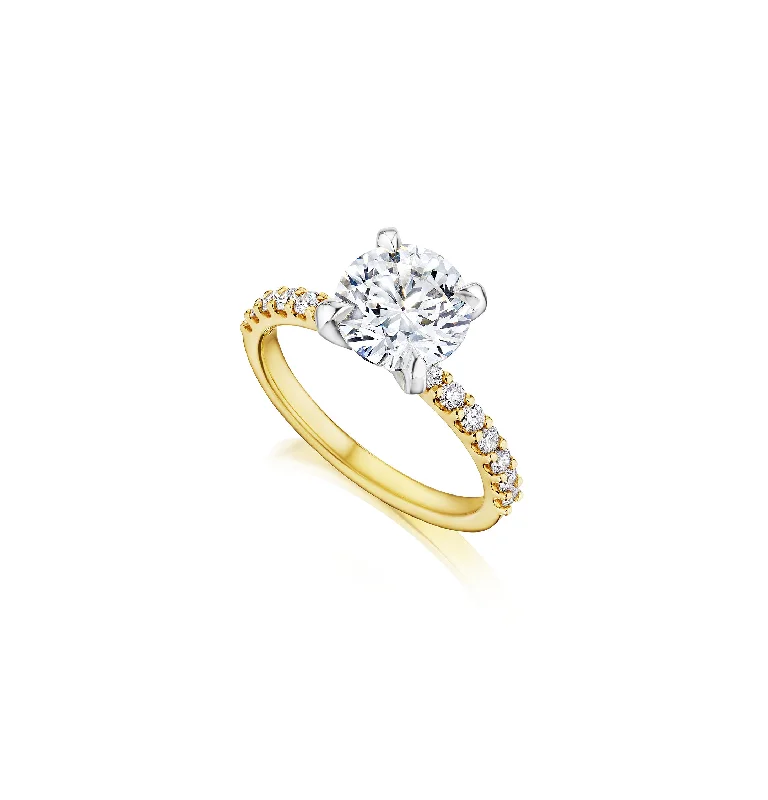 The Studio Collection Round Diamond Engagement Ring with Diamond Pave Shank