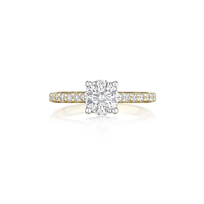 The Studio Collection Round Diamond Engagement Ring with Round Diamond Accents