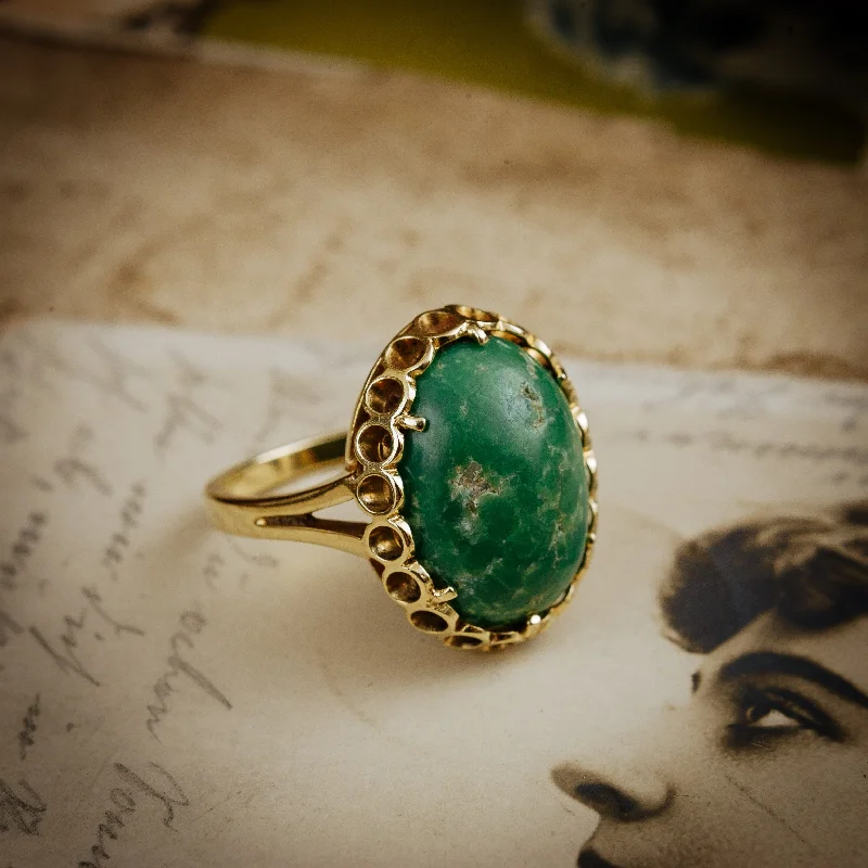 Vintage Italian Green Marble Dress Ring