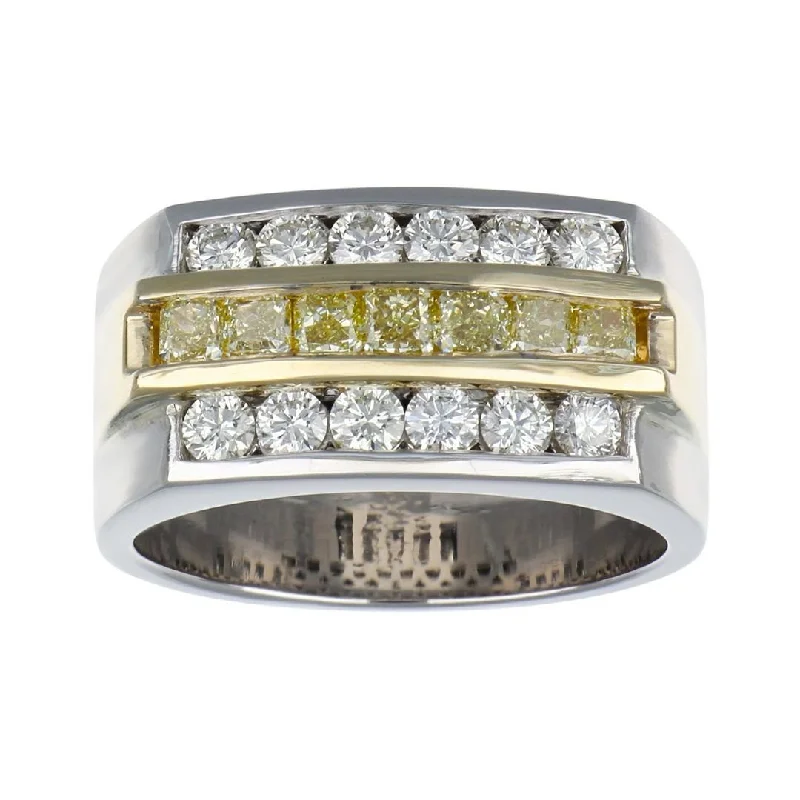 Yellow Diamond Men's Ring (Yellow Diamond 1.05 cts. White Diamond 1.04 cts.)