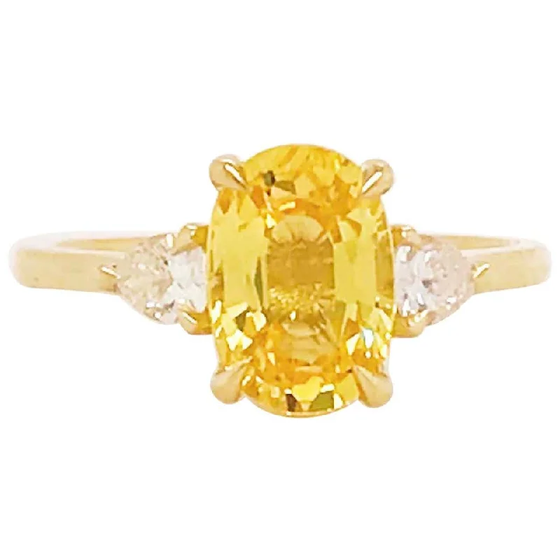 Three Stone Yellow Sapphire & Diamond Ring