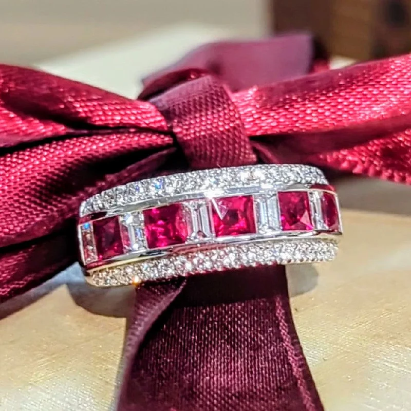 Zoma Color Ruby and Diamond Band