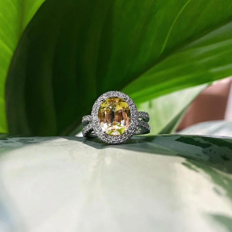 Yellow Zircon Split Shank Ring