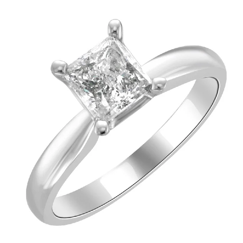 14 KARAT WHITE GOLD 1.00CT PRINCESS CUT DIAMOND SOLITAIRE RING