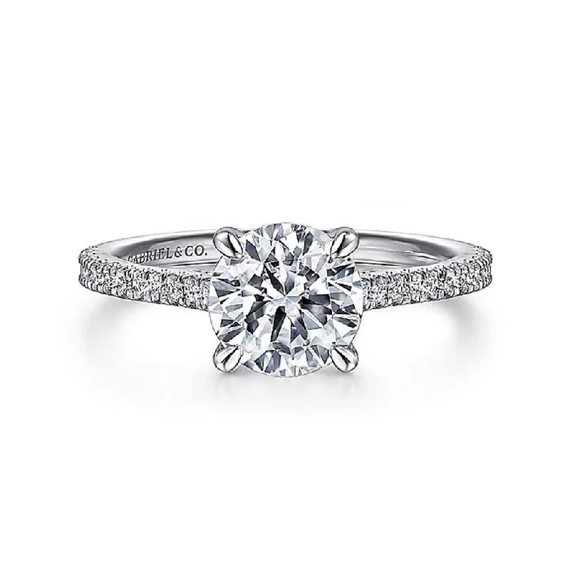 14K White Gold 'Abbie' Classic Round Diamond Engagement Ring