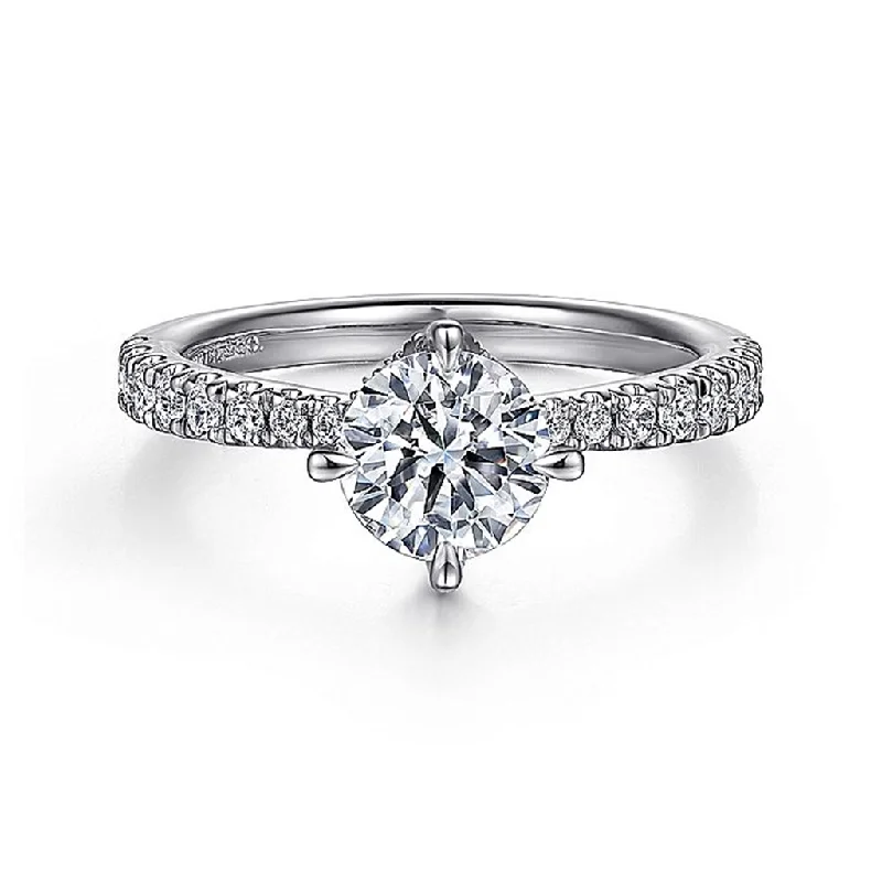 14K White Gold 'Ada' Hidden Halo Round Diamond Engagement Ring