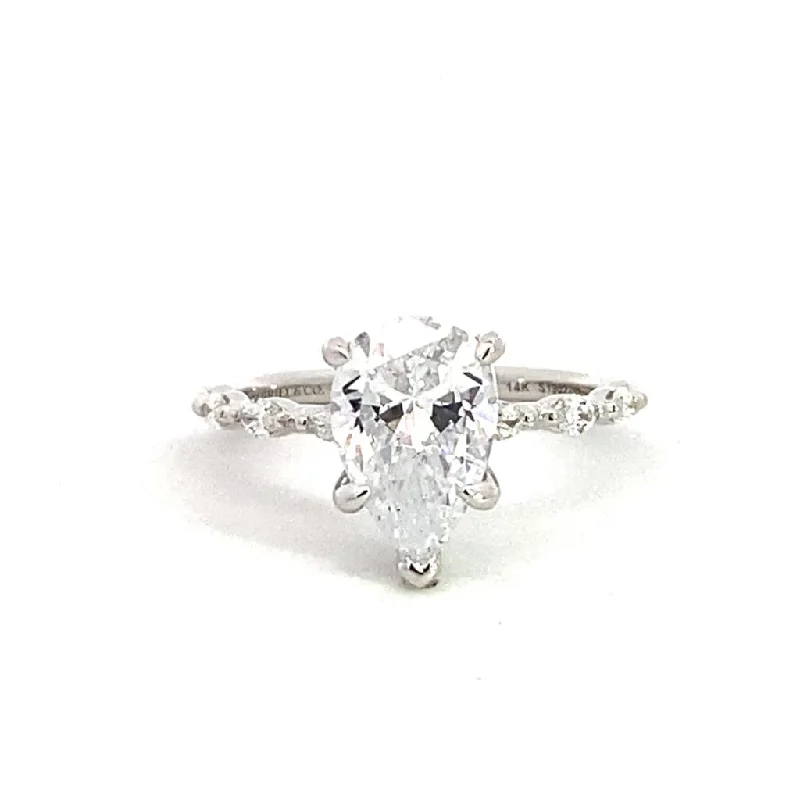 14K White Gold 'Adeena' Hidden Halo Pear Diamond Engagement Ring