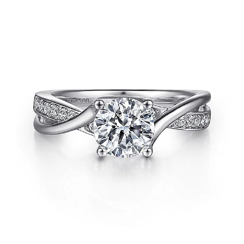 14K White Gold 'Aleesa' Twist Round Diamond Engagement Ring