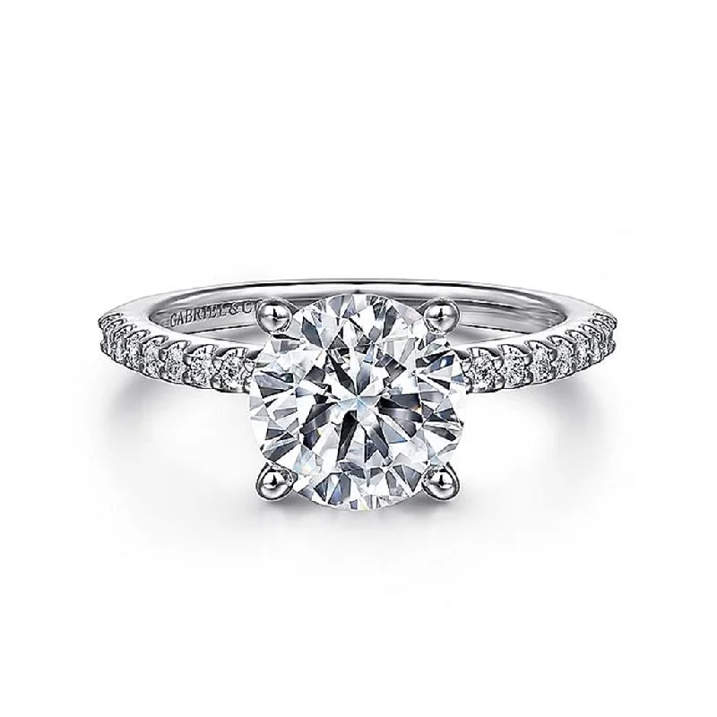 14K White Gold 'Amata' Classic Round Diamond Engagement Ring