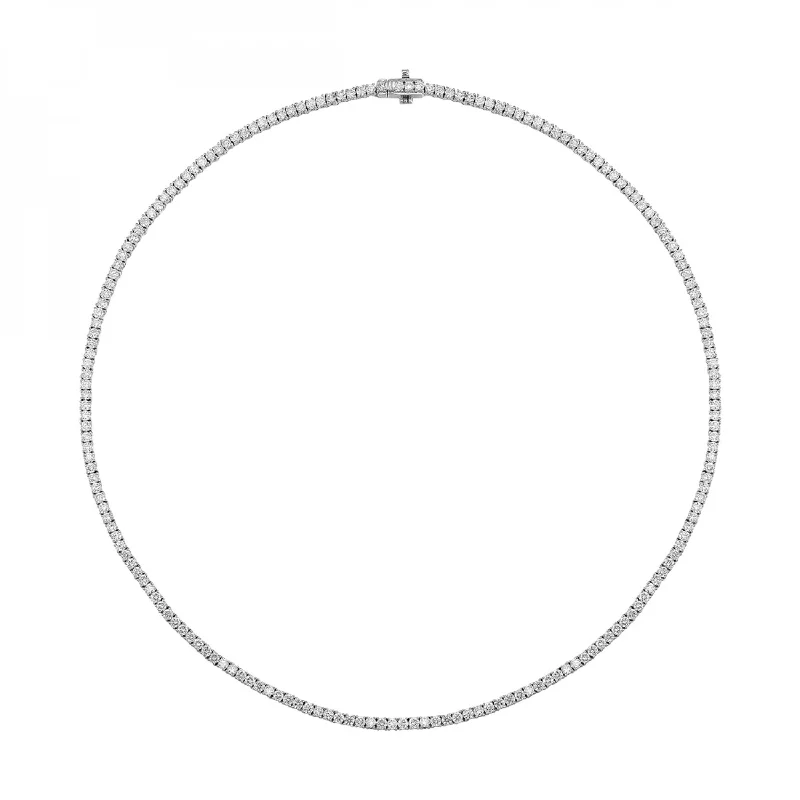 14k White Gold and Diamond Tennis Necklace, 7.0 ctw.