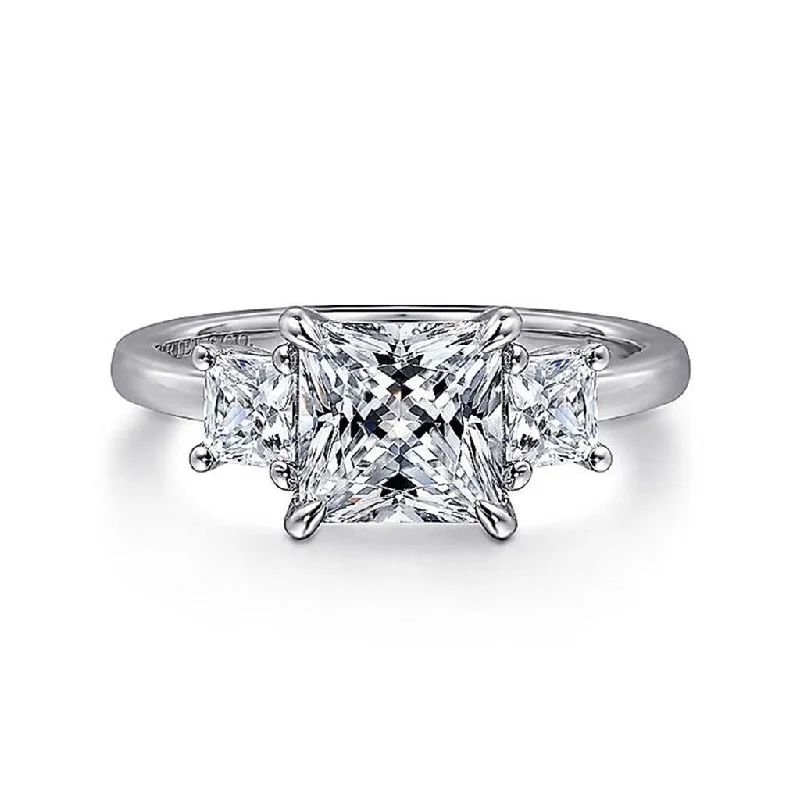 14K White Gold 'Antonia' Three Stone Princess Diamond Engagement Ring