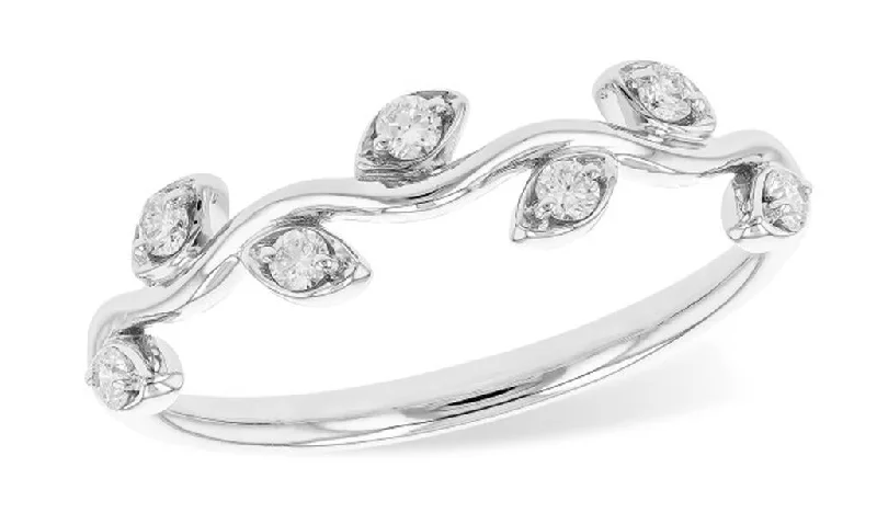 14K White Gold Branch Motif Bridal Ring