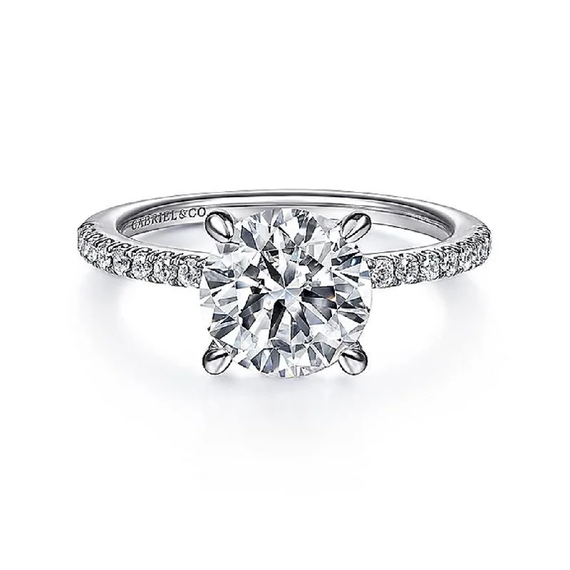 14K White Gold 'Broderick' Classic Round Diamond Engagement Ring